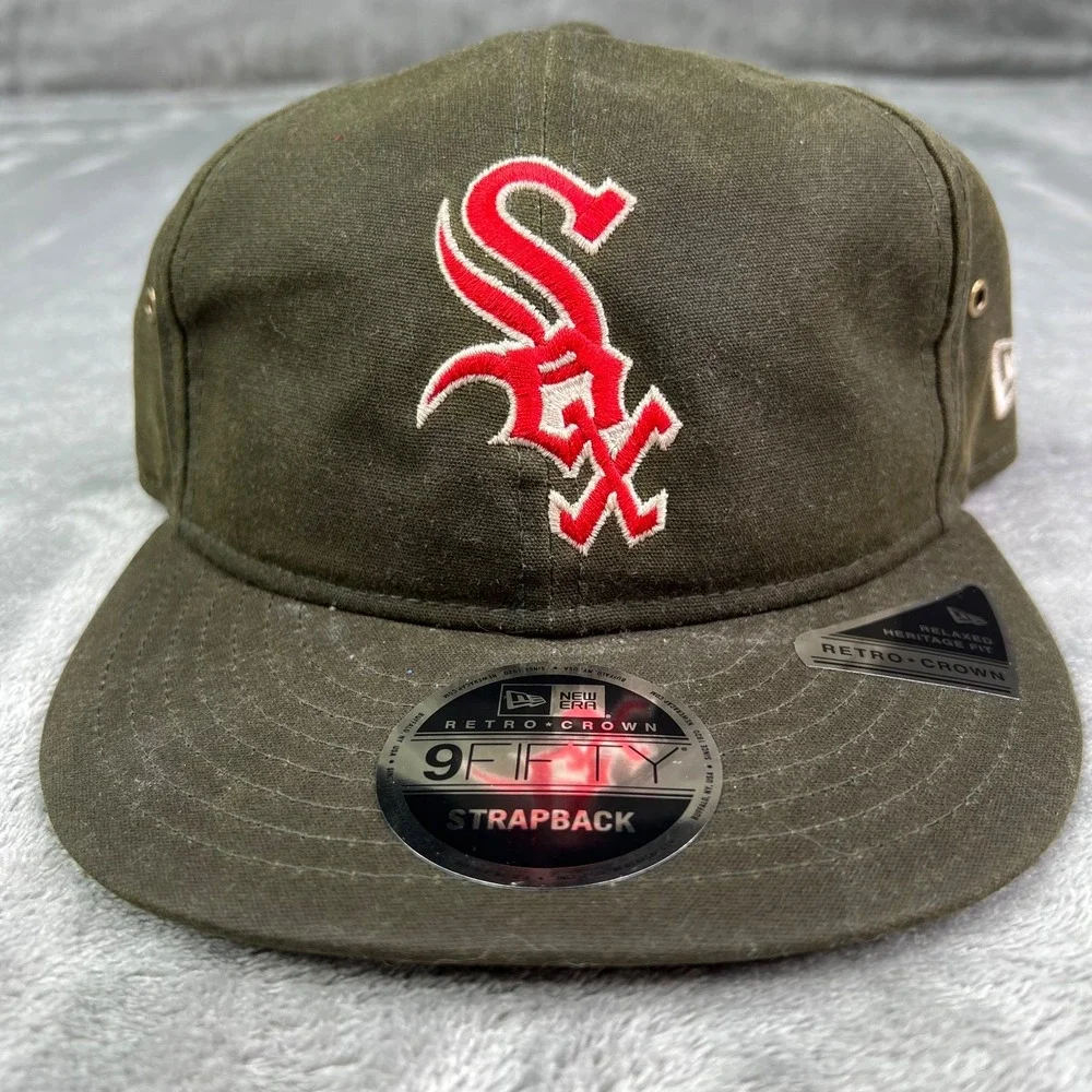 New Era Chicago White Sox Waxed Canvas 9FIFTY Strapback Hat Cap Adjustable Green